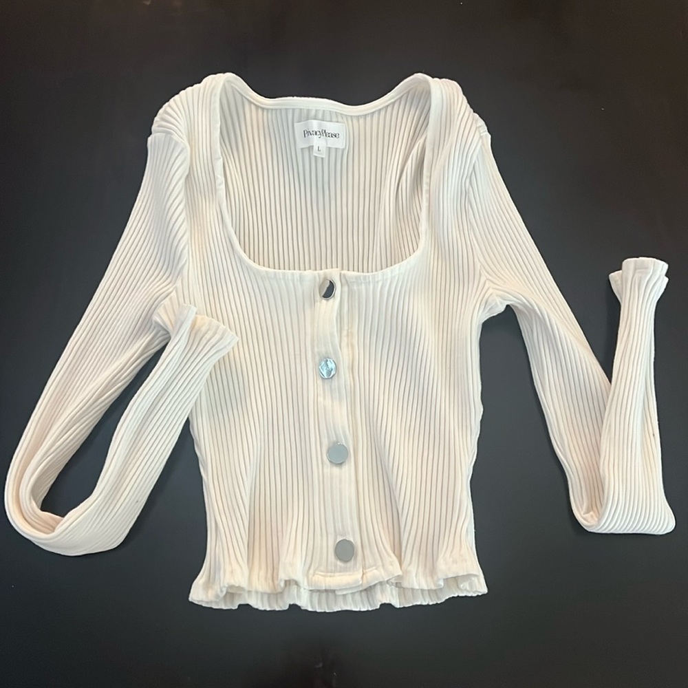 Women’s long sleeve white crop top